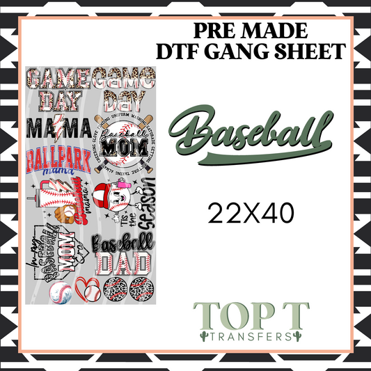 BASEBALL (PRE MADE DTF GANG SHEET - 2-5 business day TAT)