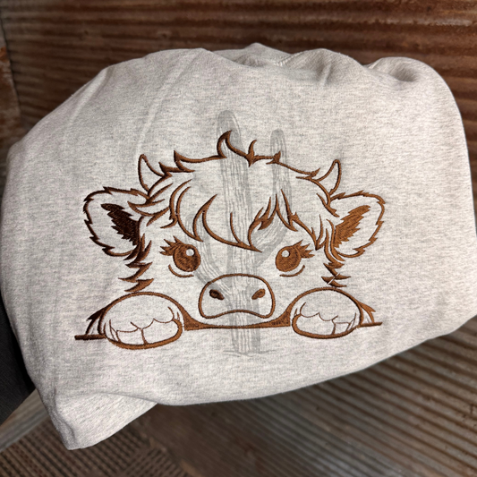 Highland Cow Wholesale  - Embroidered Crewneck