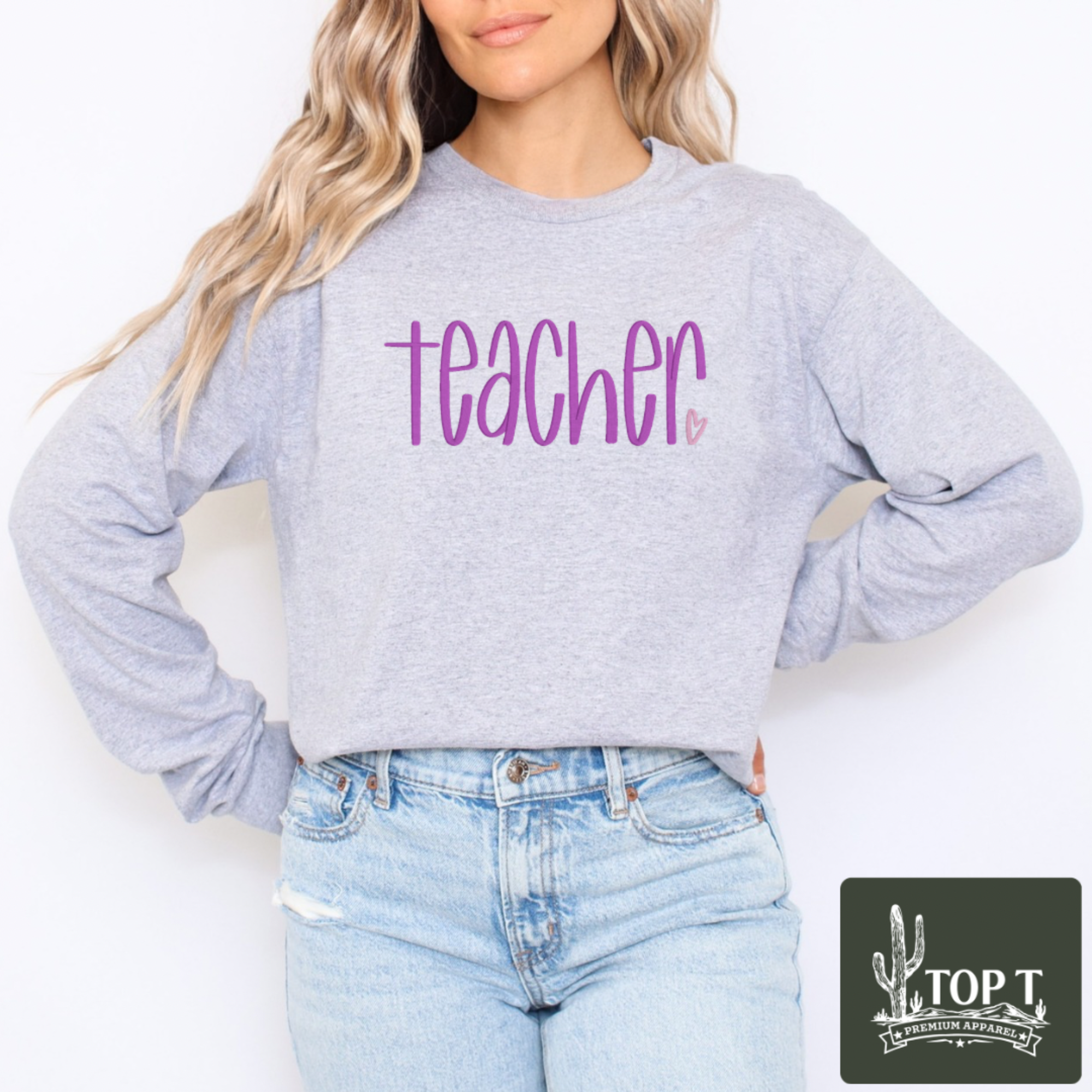 Teacher **Embroidered Crewneck**