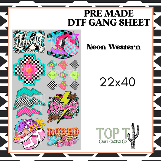 Neon Western **Pre Made DTF Gang Sheet**