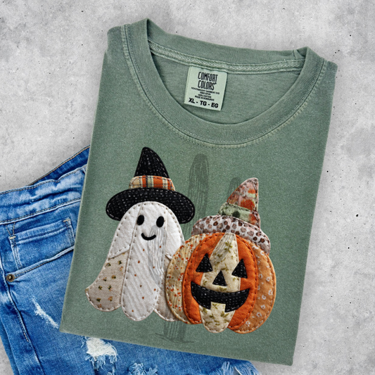 Quilt Ghost & Pumpkin **DTF Transfer**