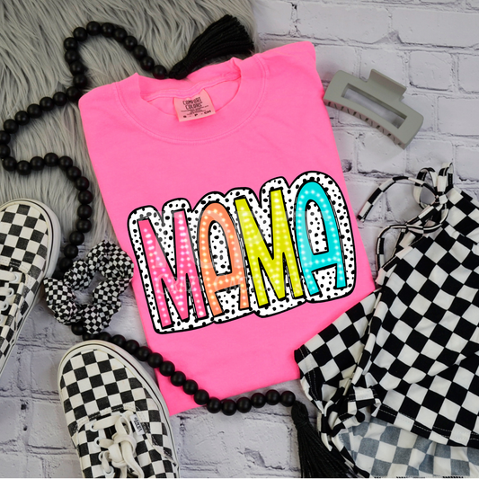 Dalmatian Dot Colorful Mama - Comfort Color Graphic Tee