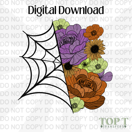 FULL COLOR SPIDERWEB FLORAL (DIGITAL DOWNLOAD PNG)