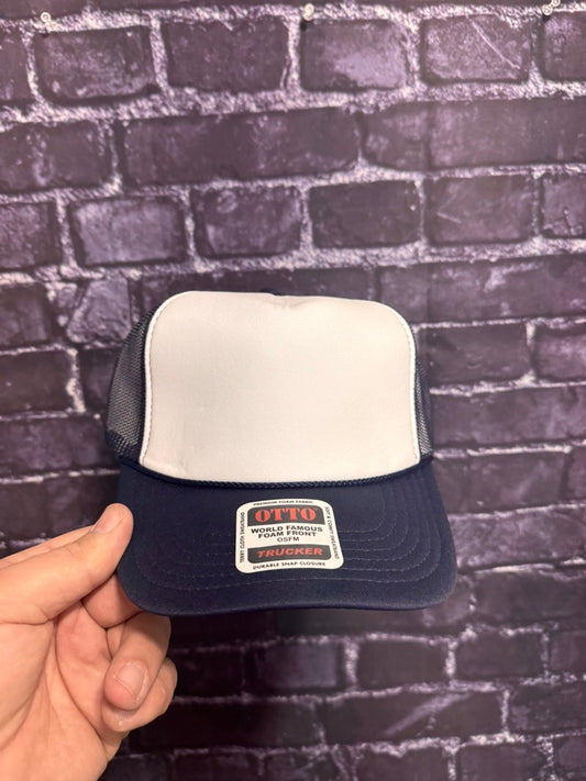 NAVY/WHITE **Blank Foam Trucker Hat** 1004