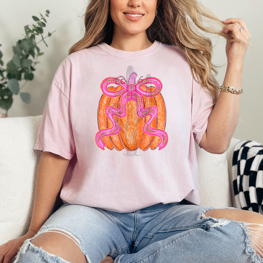 Faux Glitter Coquette Pumpkin **DTF Transfer**