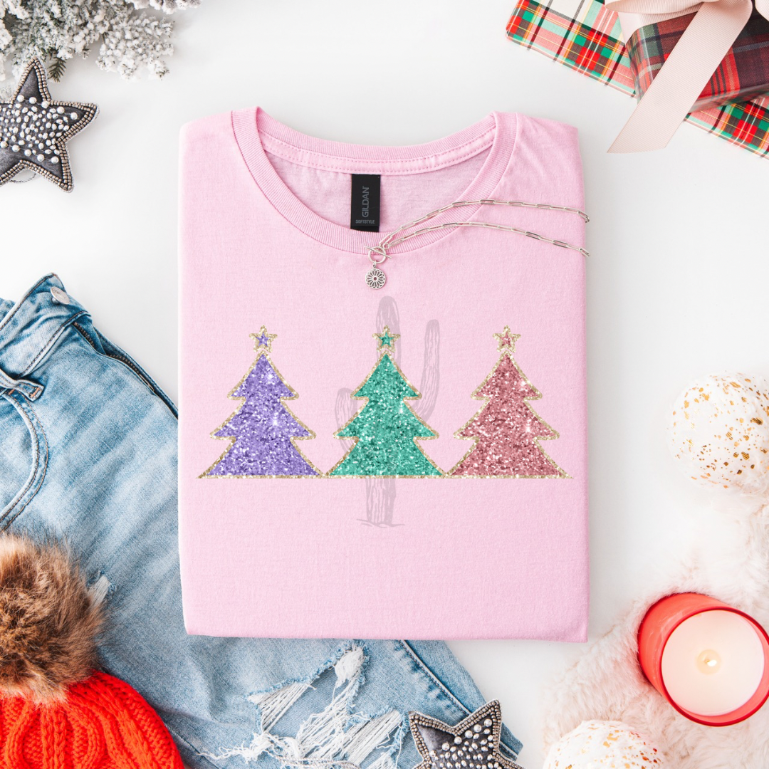 Faux Glitter Christmas Trees **DTF Transfer**