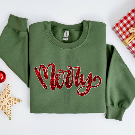 Faux Sequin Merry **DTF Transfer**