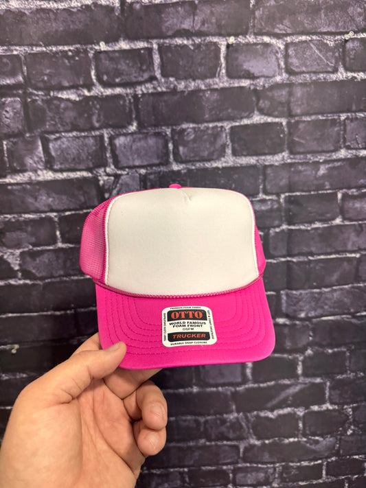 PINK/WHITE  **Blank Foam Trucker Hat** 102O