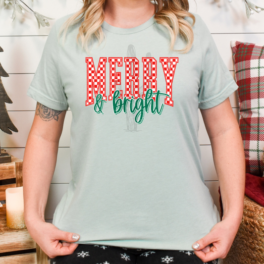 Checker Merry & Bright **DTF Transfer**