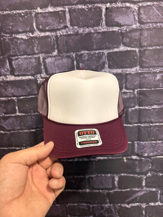 MAROON/WHITE **Blank Foam Trucker Hat** 1007
