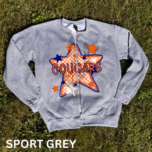 Checker Cougars - Gildan Split Crew