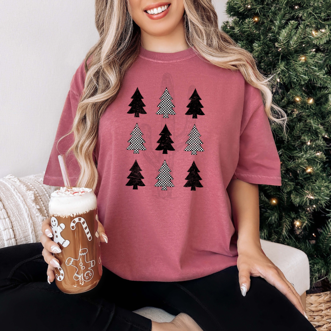 Checker Christmas Tree Grid **DTF Transfer**