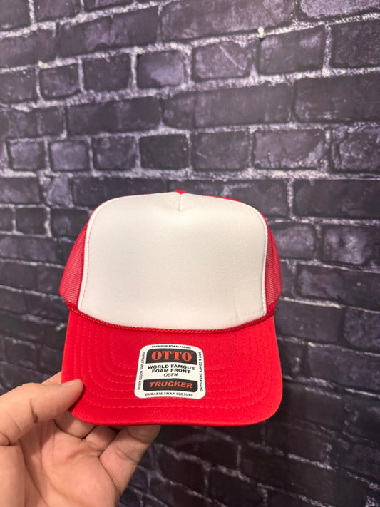 RED/WHITE  **Blank Foam Trucker Hat** 1022
