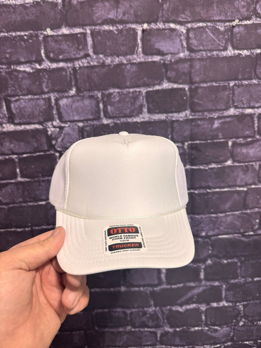 WHITE **Blank Foam Trucker Hat** 1011