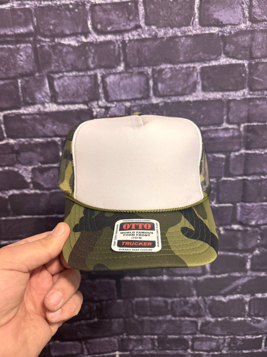 DARK CAMO/WHITE **Blank Foam Trucker Hat** 1003