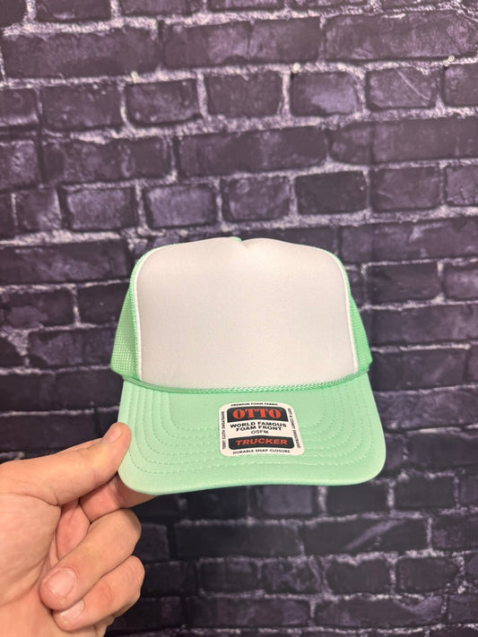 MINT/WHITE **Blank Foam Trucker Hat** 1012