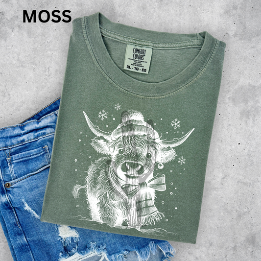 Christmas Cow - Comfort Color Graphic Tee