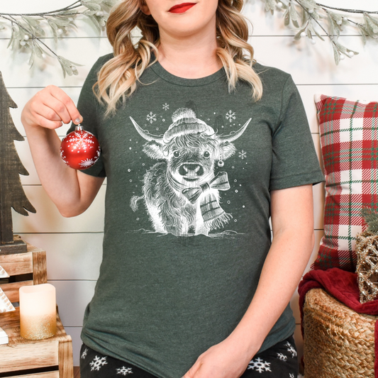 Christmas Highland Cow **DTF Transfer**