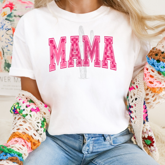 Hot Pink Checker & Stars Mama **DTF Transfer**