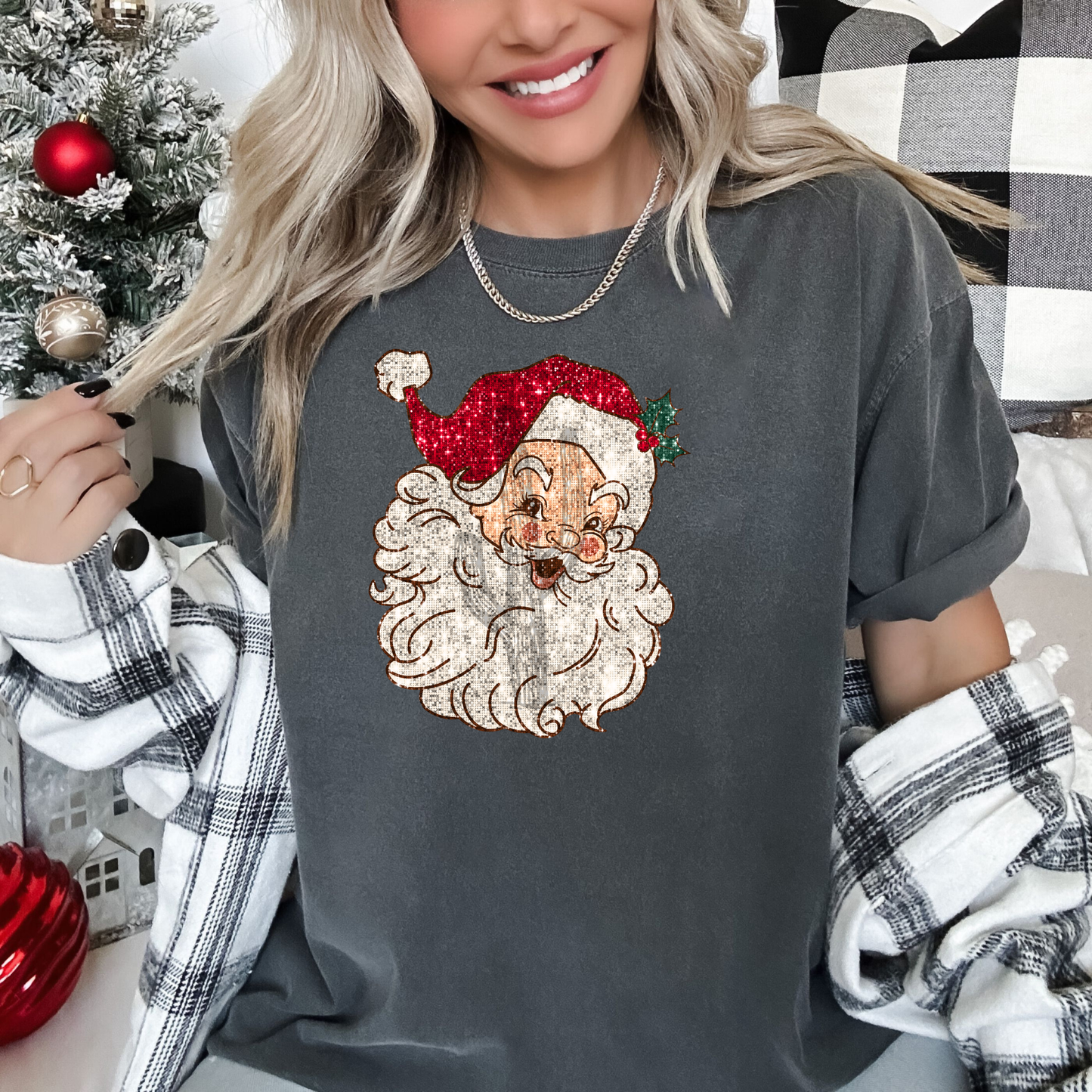 Faux Sequin Santa **DTF Transfer**