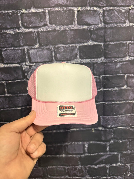 LIGHT PINK/WHITE **Blank Foam Trucker Hat** 1002