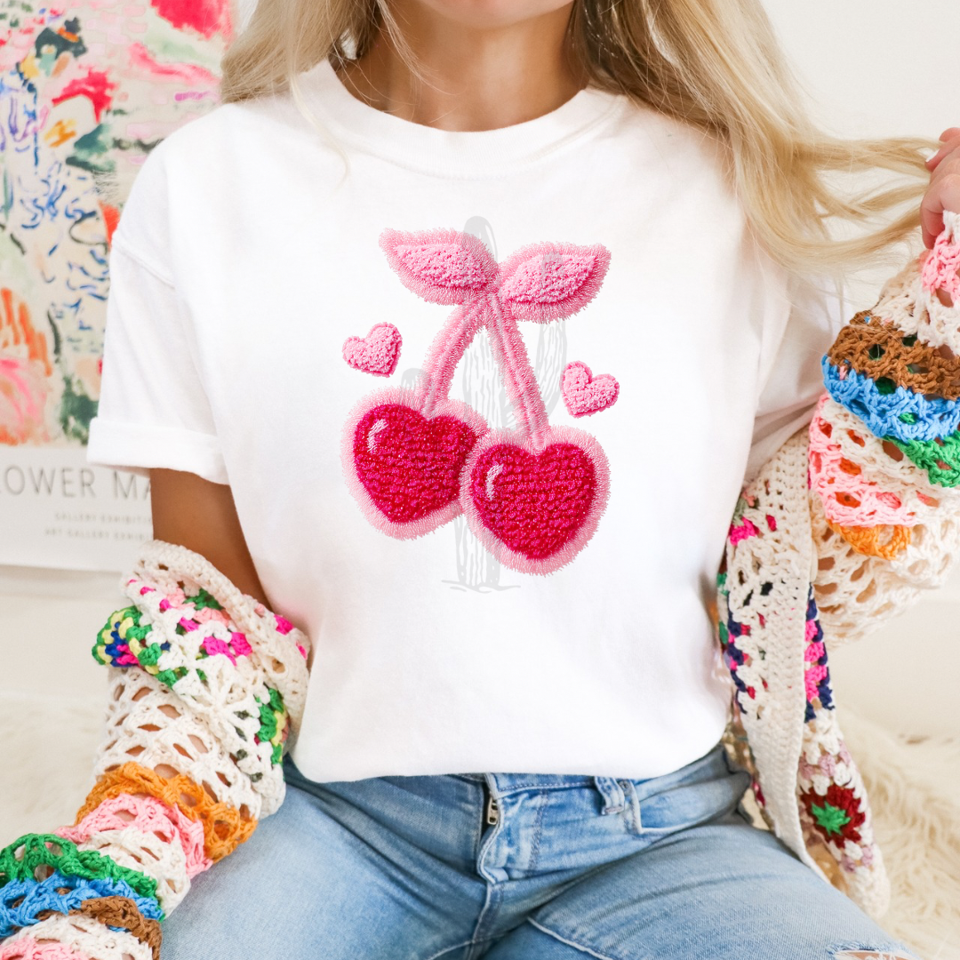 Faux Yarn Cherry Hearts **DTF Transfer**