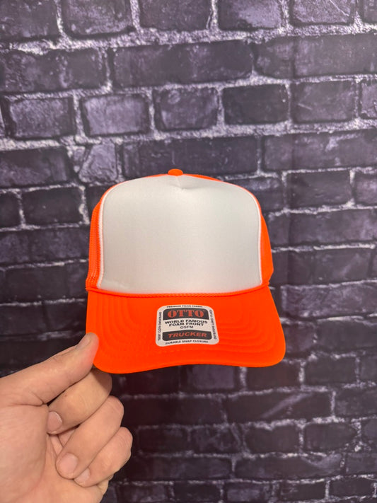 NEON ORANGE/WHITE **Blank Foam Trucker Hat** 1010
