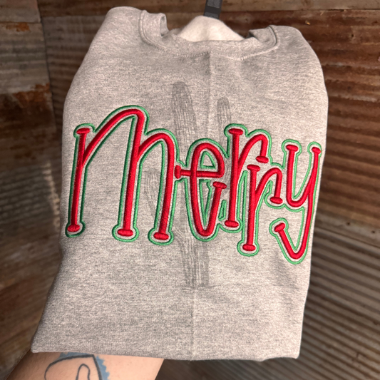 Merry 3D Puff Wholesale  - Embroidered Crewneck