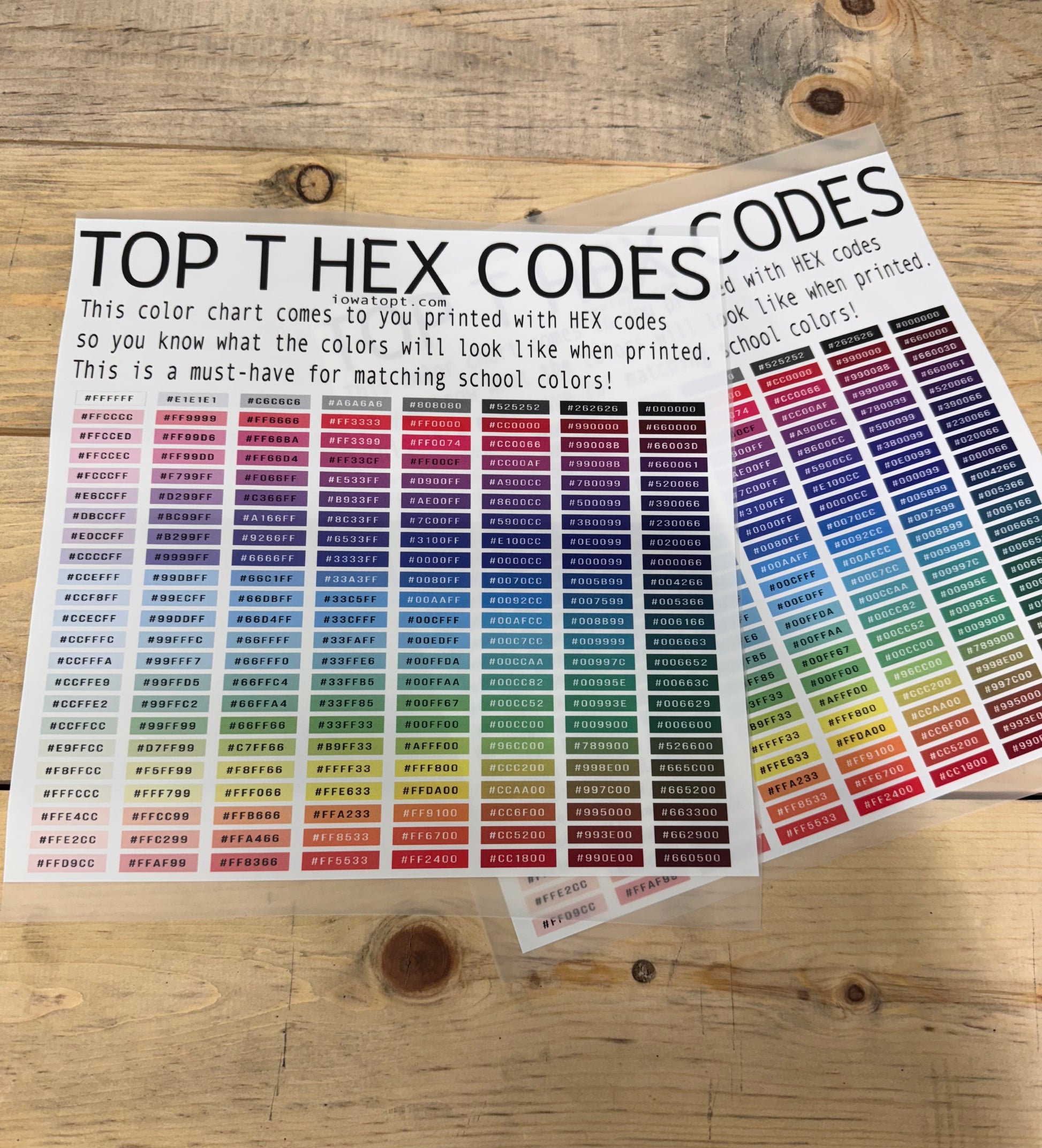 TOP T HEX CODE COLOR CHART – Top T