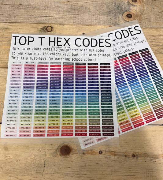 TOP T HEX CODE COLOR CHART