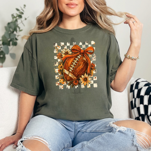 Checkered Coquette Football **DTF Transfer**