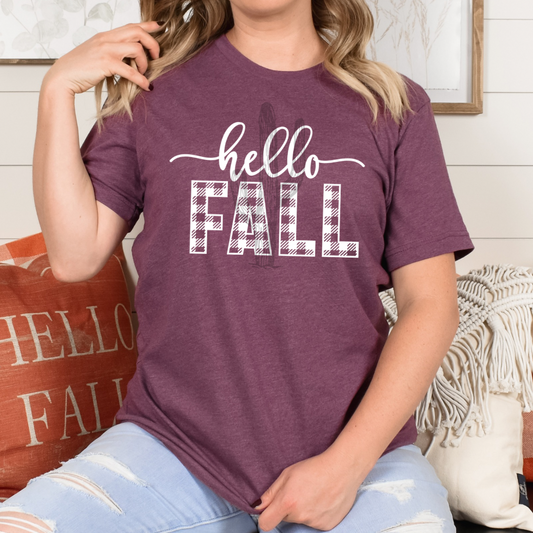 Hello Fall **Screen Print Transfer** White ink