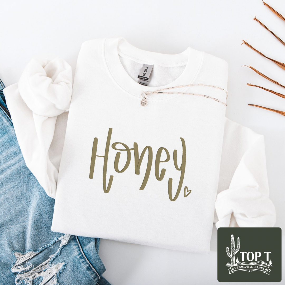 Honey **Embroidered Crewneck**