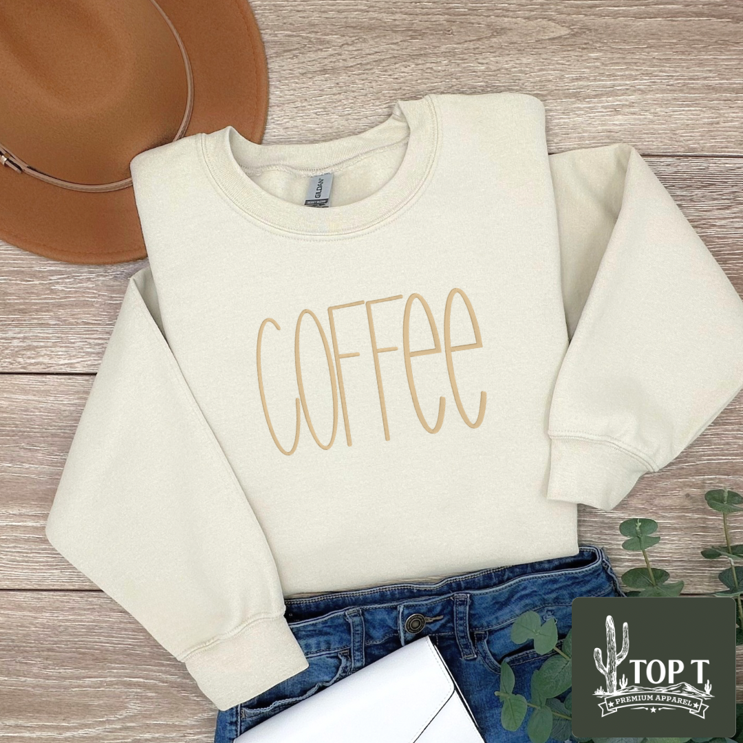 Coffee **Embroidered Crewneck**