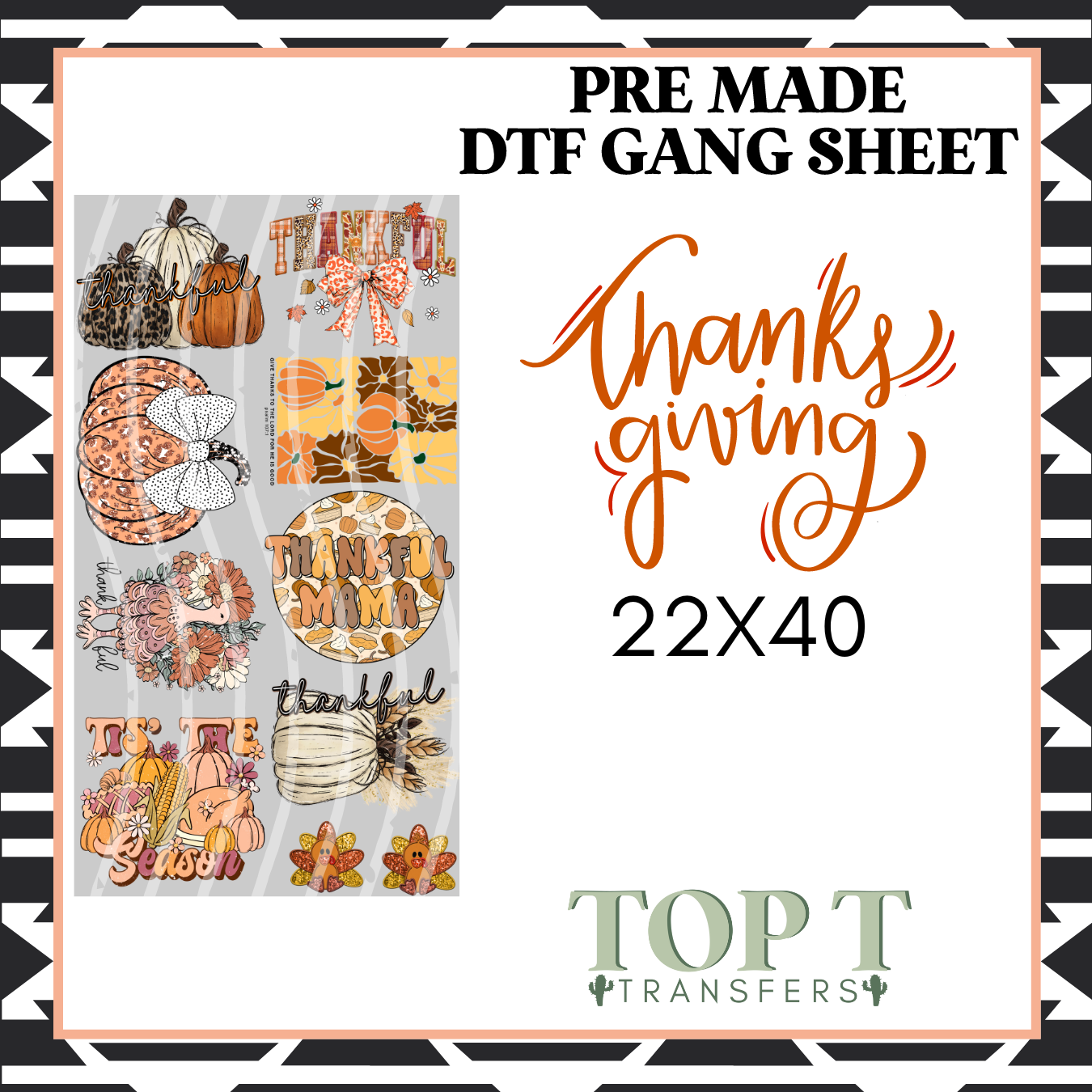 THANKSGIVING (PRE MADE DTF GANG SHEET - 2-5 business day TAT)