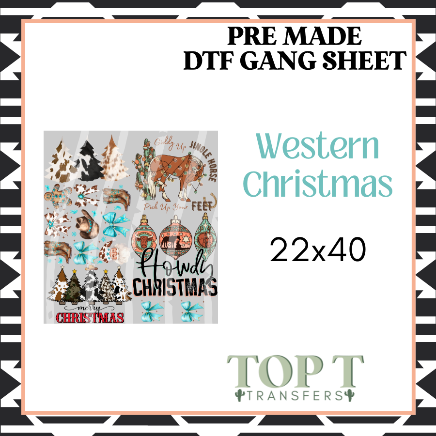 WESTERN CHRISTMAS (PRE MADE DTF GANG SHEET - 2-5 business day TAT)