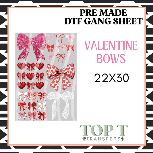 VALENTINE BOWS (PRE MADE DTF GANG SHEET - 2-5 business day TAT)