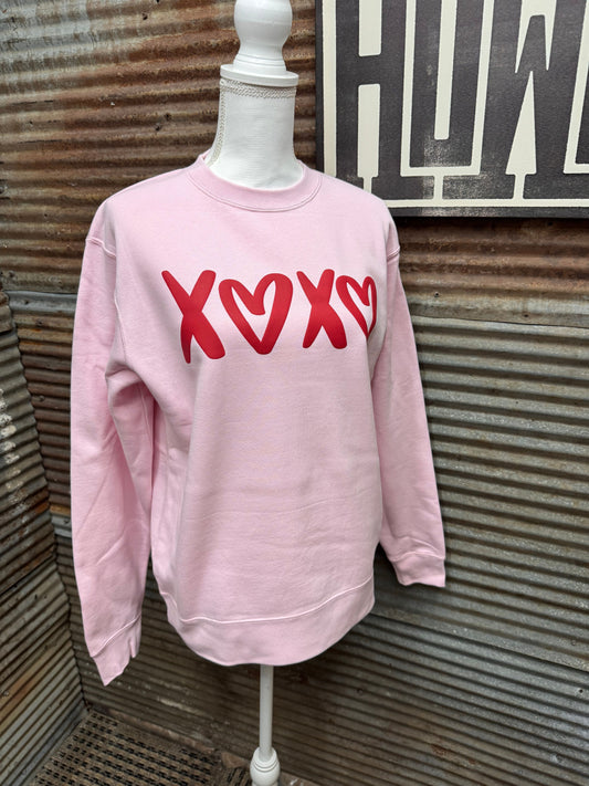 XOXO puff Light Pink Women's Sweater